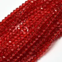Faceted Rondelle Transparent Glass Beads Strands