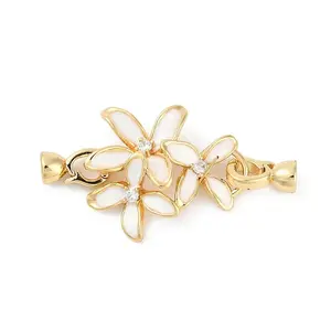 Brass Micro Pave Clear Cubic Zirconia Fold Over Clasps