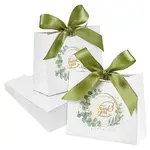 80Pcs Gold Stamping Thank You Paper Gift Bags with Olive Drab Polyester Ribbon