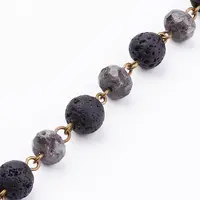 Handmade Round Natural Labradorite Beads Chains for Necklaces Bracelets Making