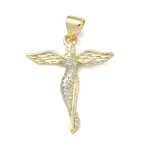 Brass Micro Pave Clear Cubic Zirconia Pendants
