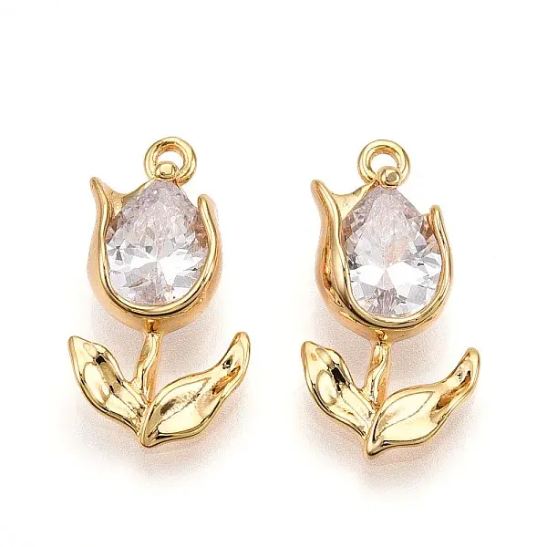 Brass Micro Pave Cubic Zirconia Pendants