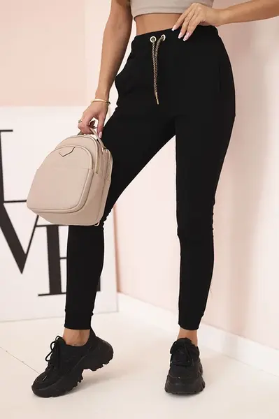 Dámské bavlněné cargo kalhoty s kapsami a řetízkem