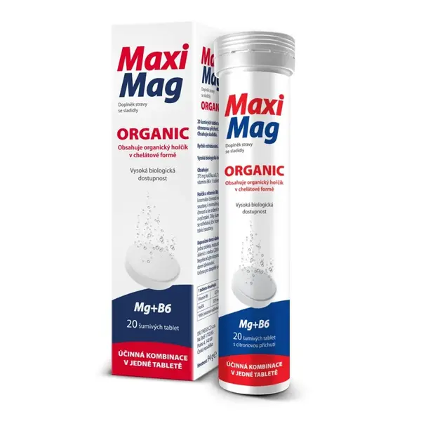 MaxiMag Organic 20 šumivých tablet