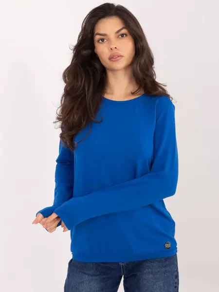 Kobaltová blúzka s dlhým rukávom