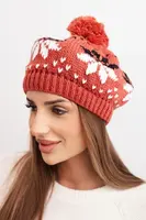 Dámska zimná čiapka so vzorom vločiek a brmbolcom