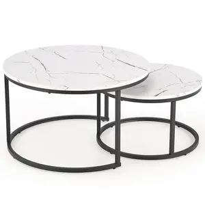 Konferenčný stolík Java biela mramor/čierna