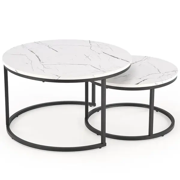 Konferenčný stolík Java biela mramor/čierna