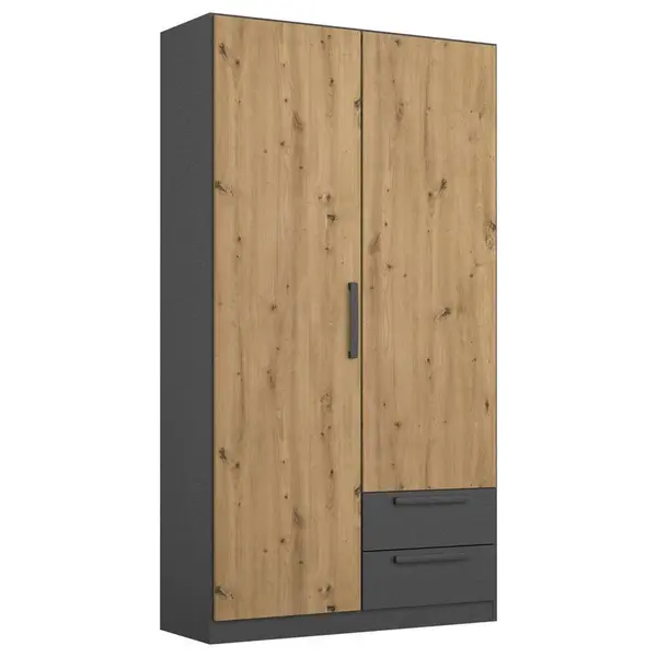 Rauch Möbel ŠATNÍ SKŘÍŇ S OTOČNÝMI DVEŘMI, šedá, dub artisan, 91/197/54 cm