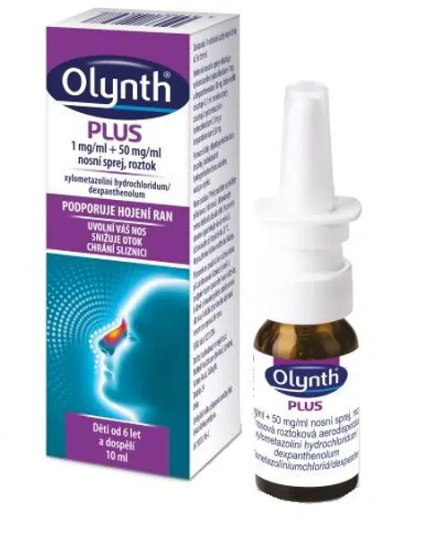 OLYNTH Plus 1 mg/ml + 50 mg/ml nosní sprej, roztok pro léčbu rýmy u dospělých a dětí od 6 let, 10 ml