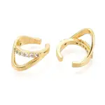 Brass Pave Clear Cubic Zirconia Cuff Earrings