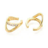 Brass Pave Clear Cubic Zirconia Cuff Earrings