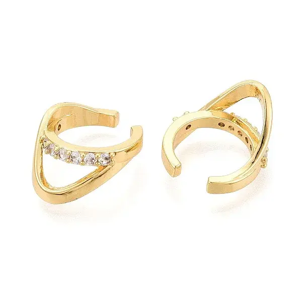 Brass Pave Clear Cubic Zirconia Cuff Earrings