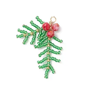 Glass Seed Beaded Leaf Pendants