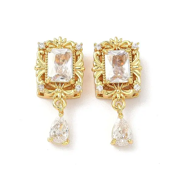 Brass Micro Pave Cubic Zirconia Beads