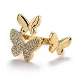 Brass Micro Pave Clear Cubic Zirconia Cuff Rings