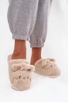 Boto chlupaté pantofle s oušky a mašlí