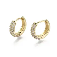 Brass Micro Pave Cubic Zirconia Huggie Hoop Earrings