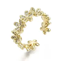 Brass Micro Pave Clear Cubic Zirconia Cuff Rings