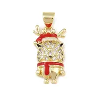 Christmas Brass Micro Pave Cubic Zirconia Enamel Pendants