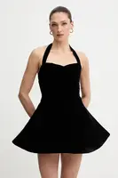 Šaty Bardot černá barva, mini, 60215DB