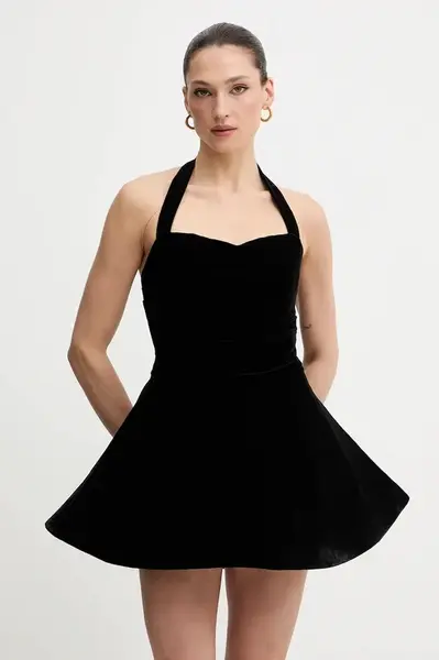 Šaty Bardot černá barva, mini, 60215DB