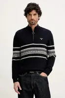 Vlněný svetr Barbour Kepwick pánský, tmavomodrá barva, s pologolfem, MKN1708