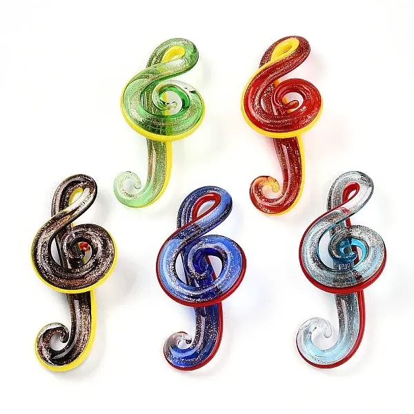 Handmade Gold Sand Lampwork Big Pendants