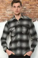 G697 DEWBERRY MENS SHIRT-BLACK-ANTHRACITE