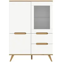 MID.YOU VYSOKÁ KOMODA, bílá, barvy dubu, 100/140/40 cm