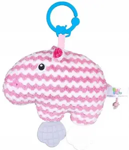 BalibaZoo Závěsná hračka na kočárek Hrošík, růžová/bílá