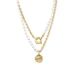 JwL Luxury Pearls Stylový pozlacený náhrdelník s pravými říčními perlami JL0798