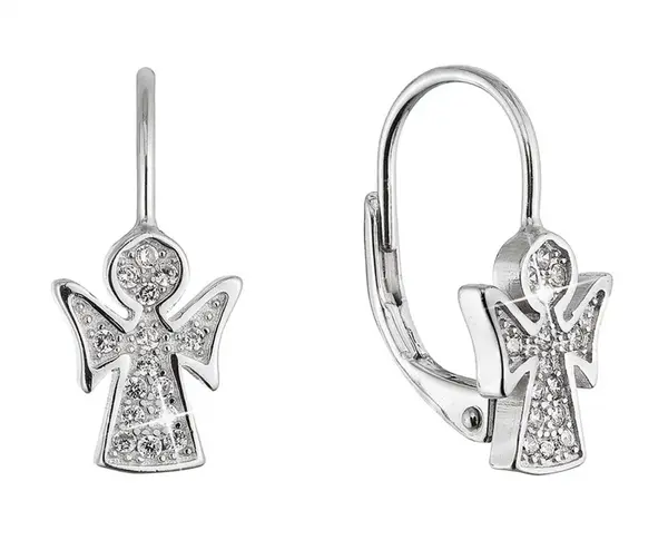 Evolution Group - Pavona Něžné stříbrné náušnice Andílek se zirkony 11543.1