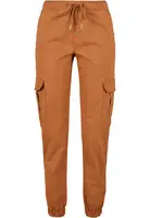 Women's high-waisted cargo tracksuit pants made of caramel