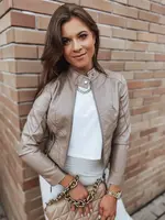 Béžová dámska koženková bunda tzv.sidovka Dstreet