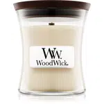Woodwick Linen vonná sviečka s dreveným knotom 85 g
