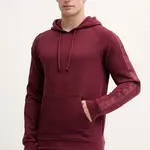 Bavlněná mikina HUGO pánská, vínová barva, s kapucí, s aplikací, 50540921