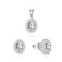 Beneto Elegantní stříbrná souprava šperků se zirkony AGSET159 (přívěsek, náušnice)