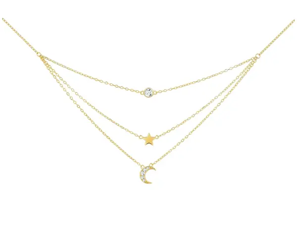 Preciosa Trojitý pozlacený náhrdelník s kubickou zirkonií Moon Star 5362Y00