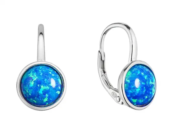 Evolution Group - Pavona Stříbrné visací náušnice s modrým syntetickým opálem 11466.3 blue