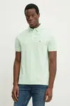 Polo tričko Tommy Hilfiger pánske, zelená farba, vzorované, MW0MW17770