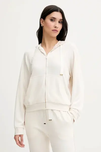 Mikina s kapucňou BOSS biela farba, s kapucňou, jednofarebná, 50535842