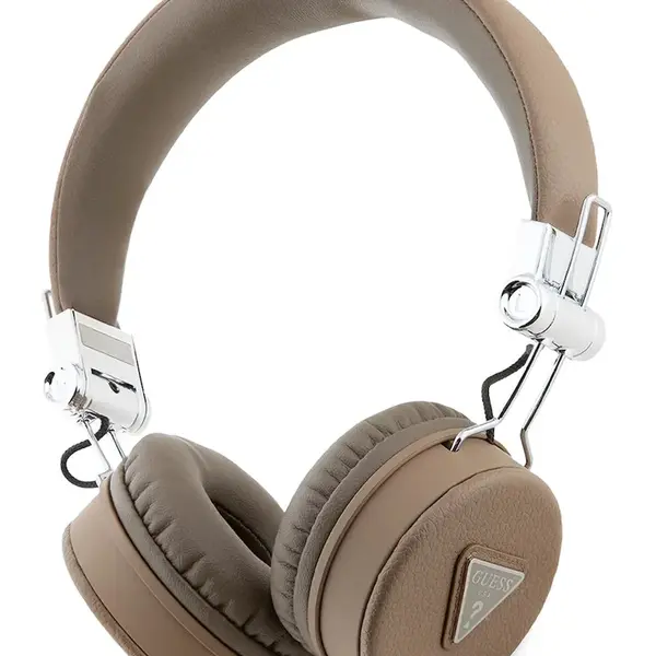 Bezdrôtové slúchadlá Guess Grained Classic Round Shape hnedá farba