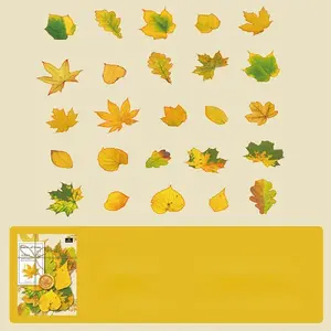 50Pcs Maple Leaf Theme Paper Stickers