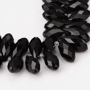 Transparent Faceted Teardrop Glass Bead Strands