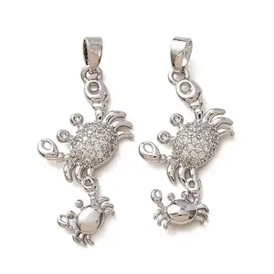 Brass Micro Pave Clear Cubic Zirconia Pendants