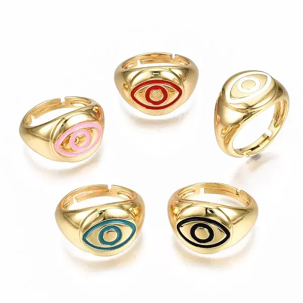 Adjustable Brass Enamel Finger Rings
