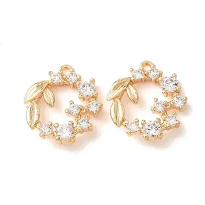 Brass Micro Pave Clear Cubic Zirconia Pendants