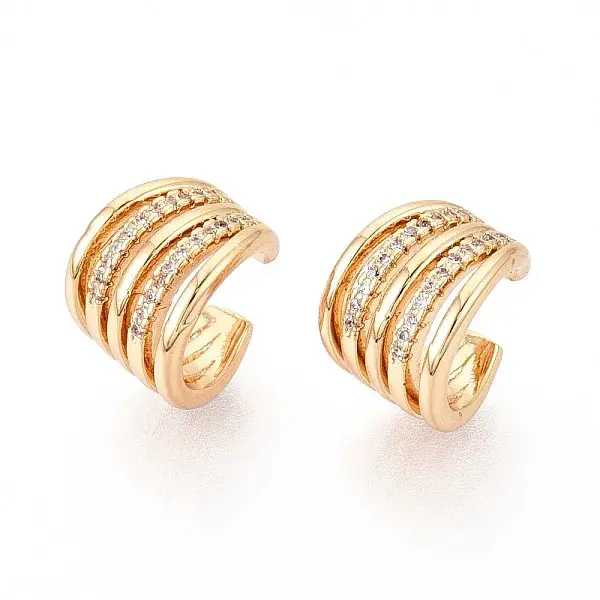 Brass Micro Pave Clear Cubic Zirconia Cuff Earrings