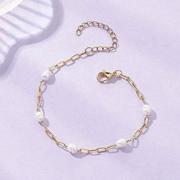 Natural Freshwater Pearl Beaded Link Bracelets